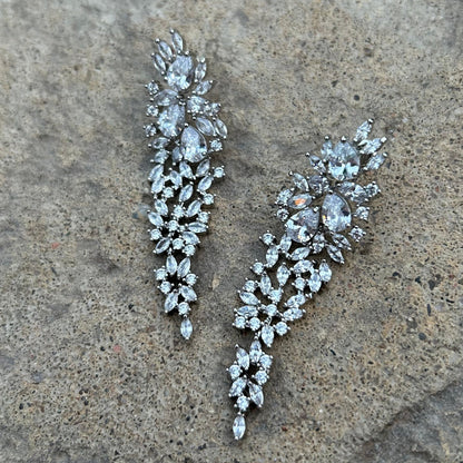 Silver Crystal Cascade Dangle Earrings - T. Randall Jewelry