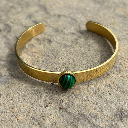 Gold Cuff Malachite Bracelet - T. Randall Jewelry