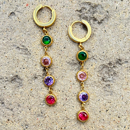 Colorful Hoop Long Drop Earrings - T. Randall Jewelry