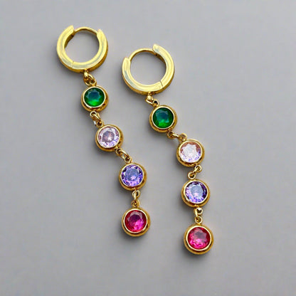 Colorful Hoop Long Drop Earrings - T. Randall Jewelry