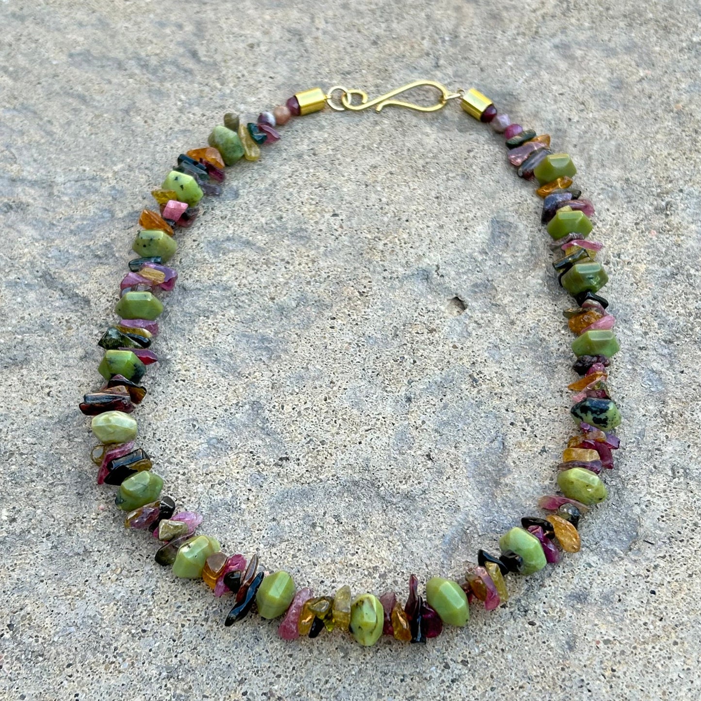 Tourmaline Chip Textured Collar Necklace - T. Randall Jewelry