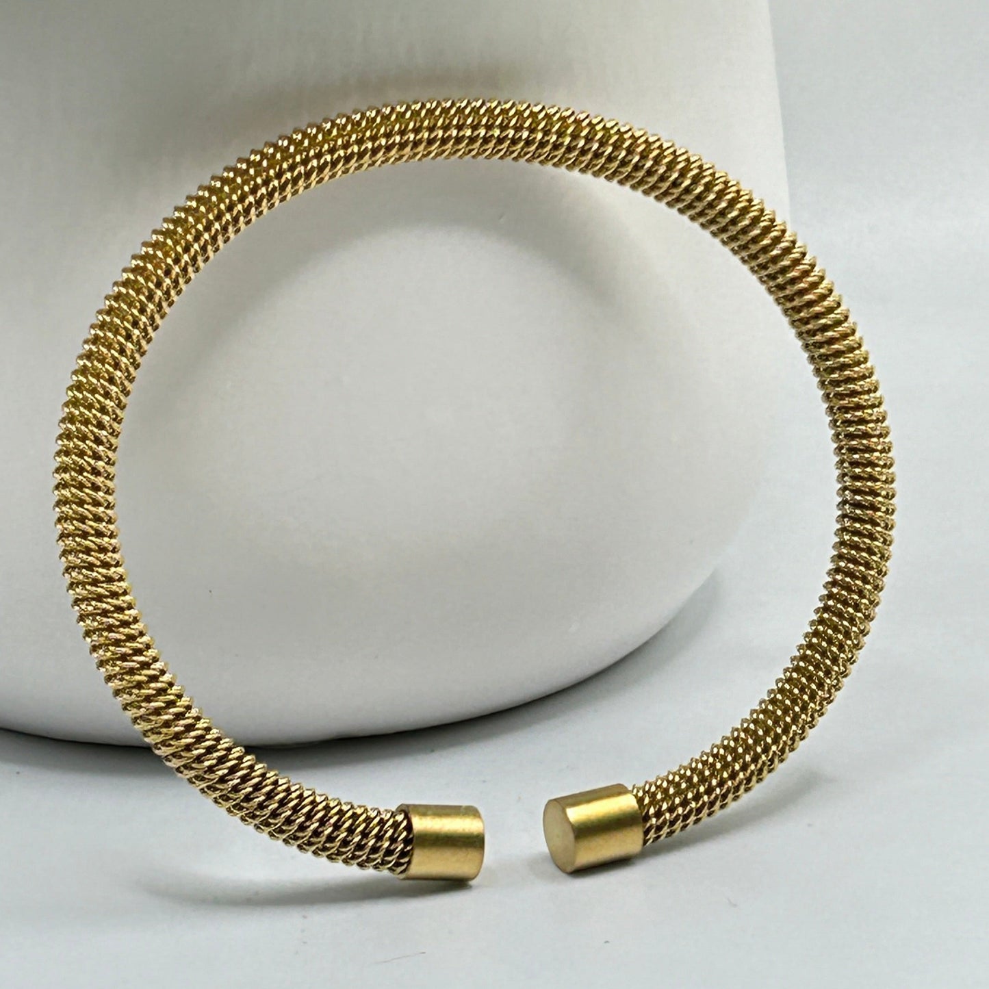 Gold Mesh Cuff Bangle Bracelet - T. Randall Jewelry