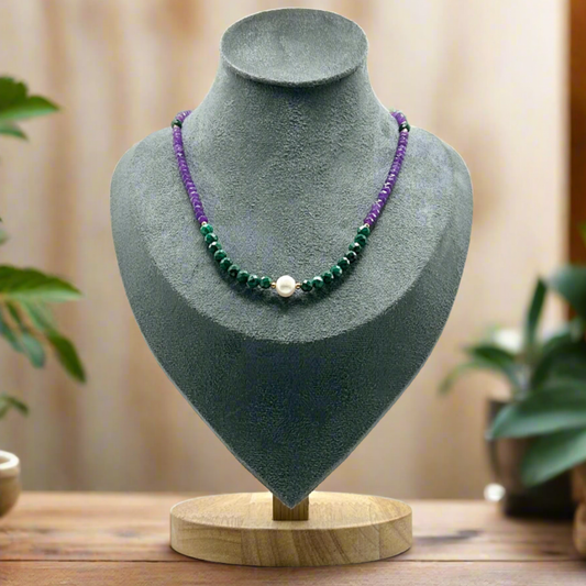 Malachite and Purple Jade Collar Necklace - T. Randall Jewelry