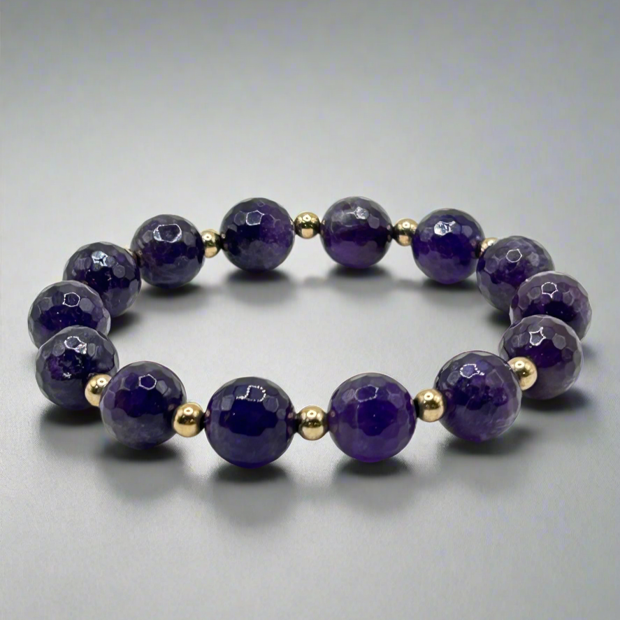 T. Randall Jewelry Amethyst 14K Gold Stretch Bracelet