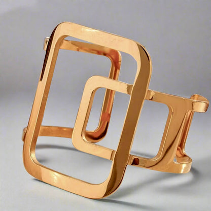 Geometric 18K Gold Plated Cuff Statement Bracelet