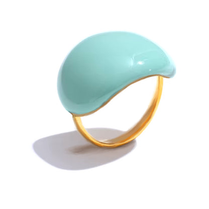 Enamel Ring in 18K Gold Plated Stainless Steel