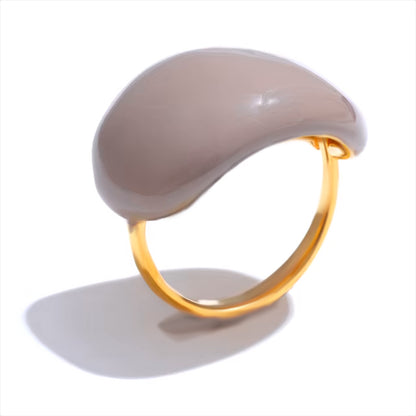 Enamel Ring in 18K Gold Plated Stainless Steel