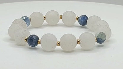 White Agate Blue Kyanite Stretch Bracelet