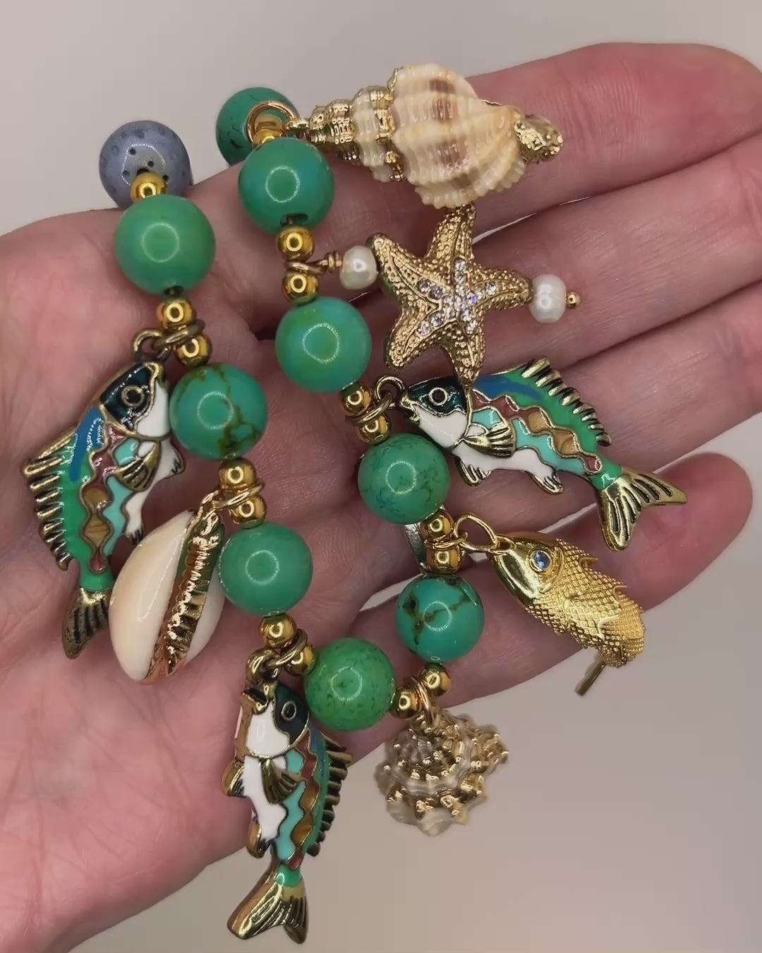 Load video: Turquoise &amp; Blue Sponge Coral Sea Charm Necklace