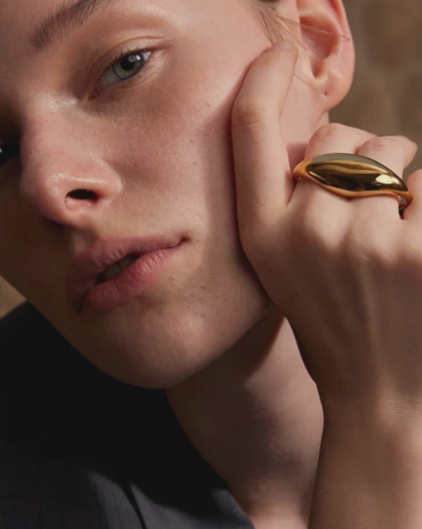 Load video: Statement Double Ring 18K Gold Plated Stainless Steel