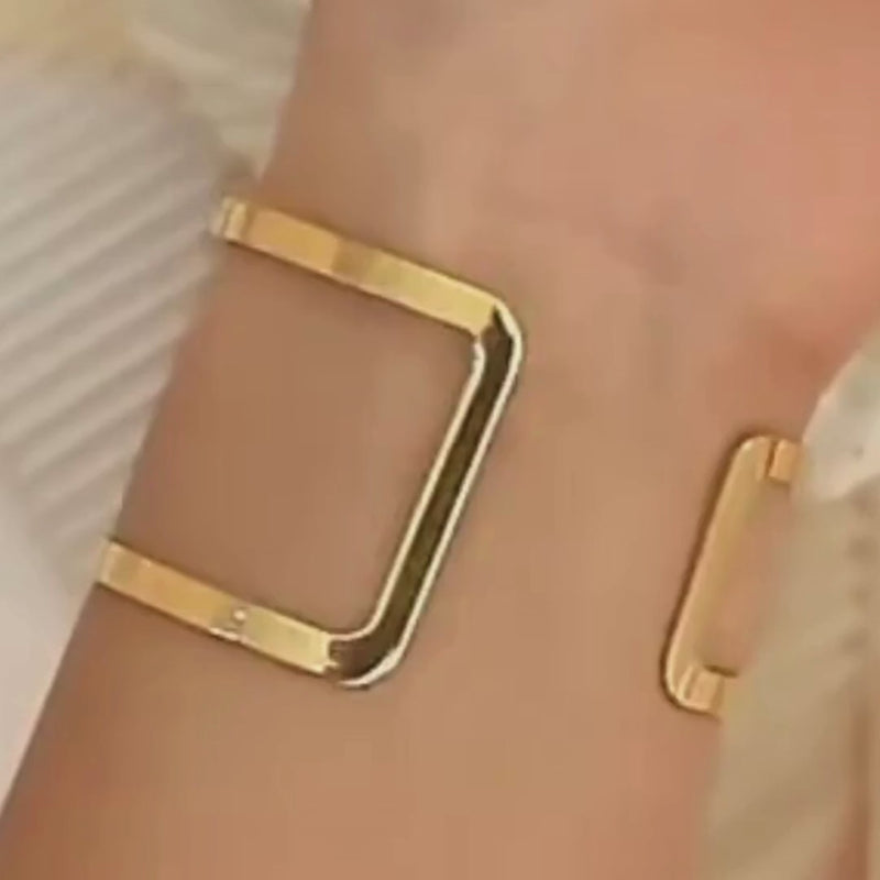 geometric cuff bracelet on model