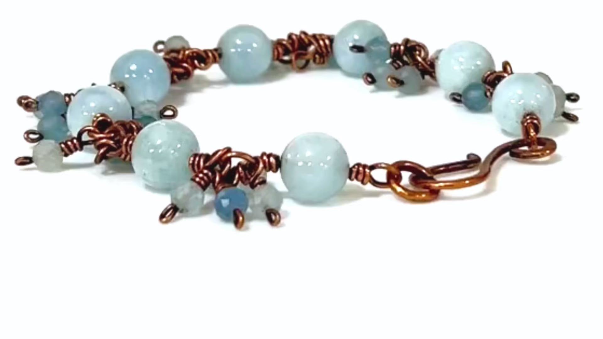 Aquamarine Copper Dangle Bracelet