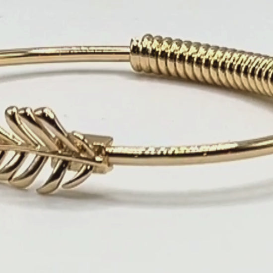 video of 18K gold plated laurel leaf bangle bracelet