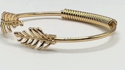 video of 18K gold plated laurel leaf bangle bracelet