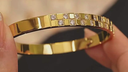 Golden Mosaic Bangle Bracelet