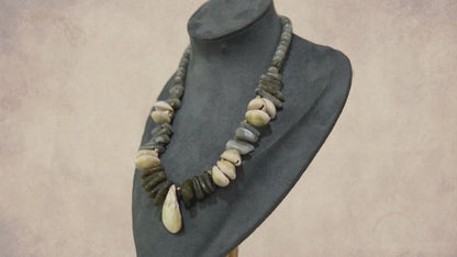 Labradorite and Shell Statement Necklace