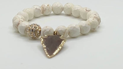 Creamy Howlite Arrowhead Charm Stretch Bracelet