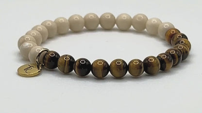 Riverstone Tiger's Eye Beaded  Stretch Bracelet