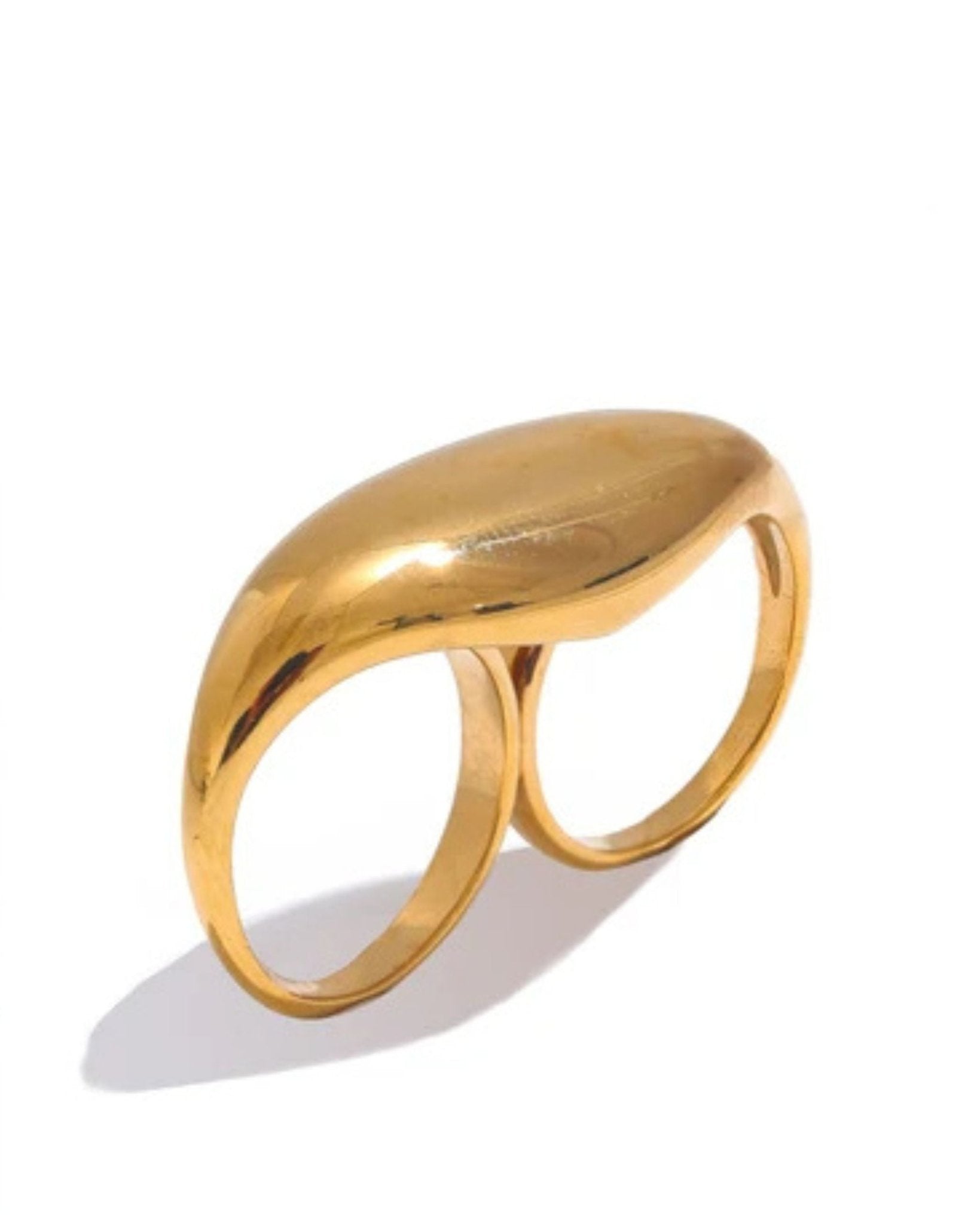 Statement Double Ring 18K Gold Plated Stainless Steel - T. Randall Jewelry