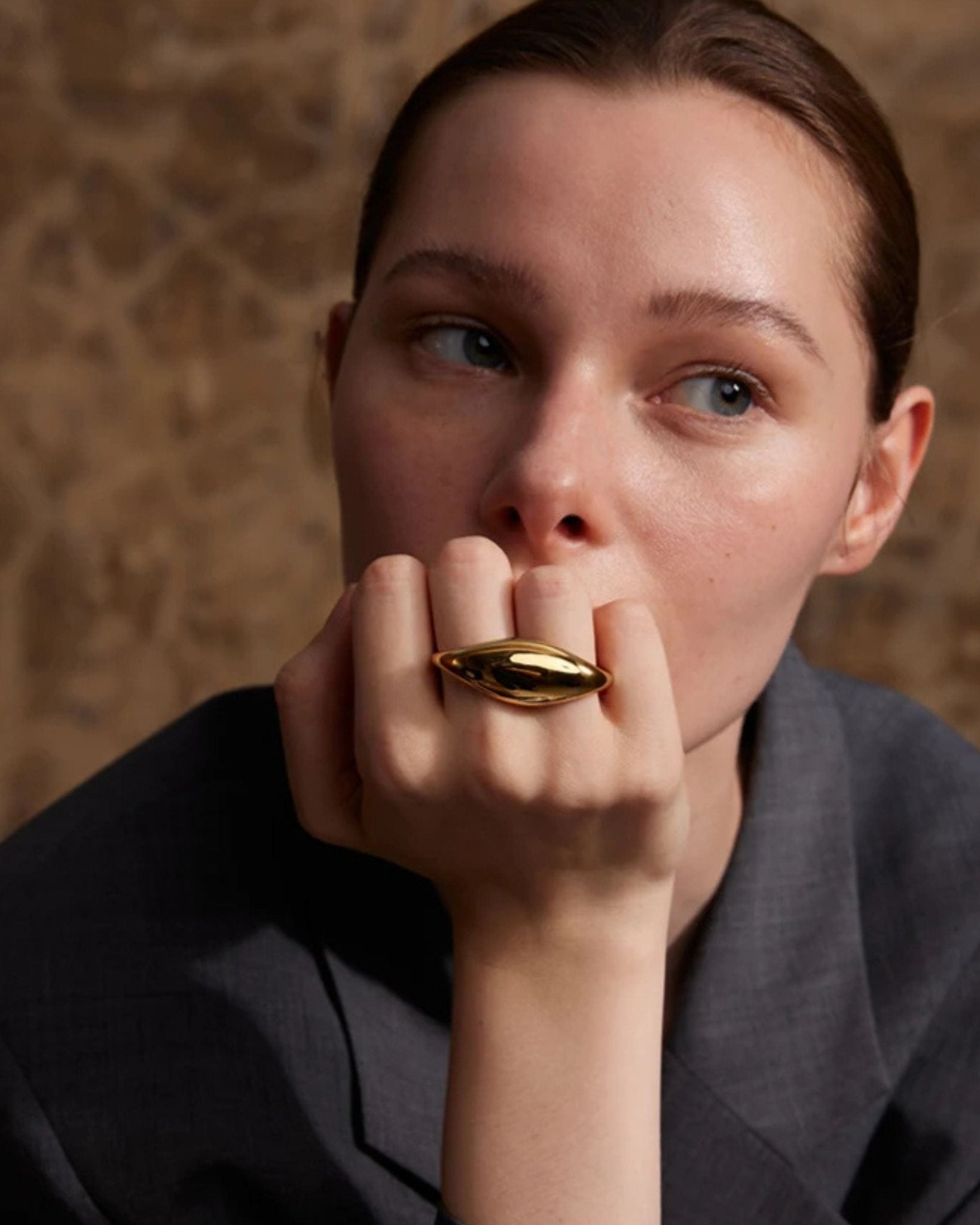 Statement Double Ring 18K Gold Plated Stainless Steel - T. Randall Jewelry