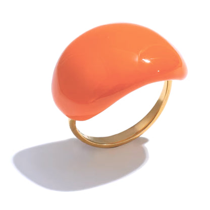 Enamel Ring in 18K Gold Plated Stainless Steel