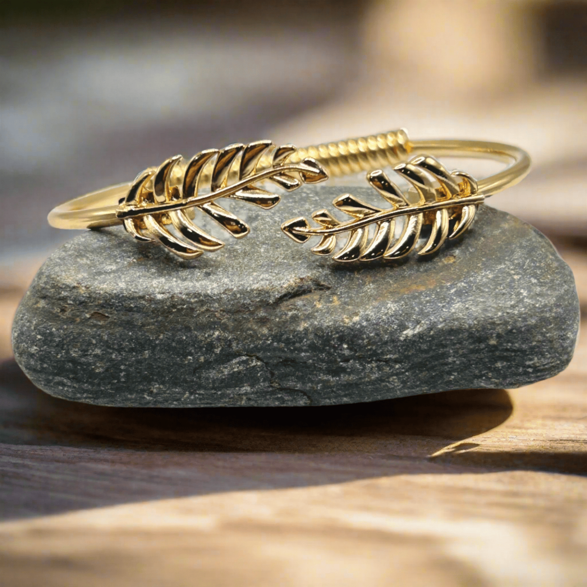 T. Randall Jewelry 18K Gold Plated Laurel Leaf Bangle Bracelet - T. Randall Jewelry