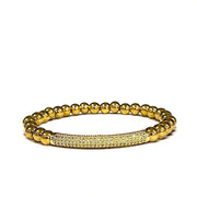 T. Randall Jewelry 18K Gold Plated Stretch Bracelet With Pave Focal - T. Randall Jewelry