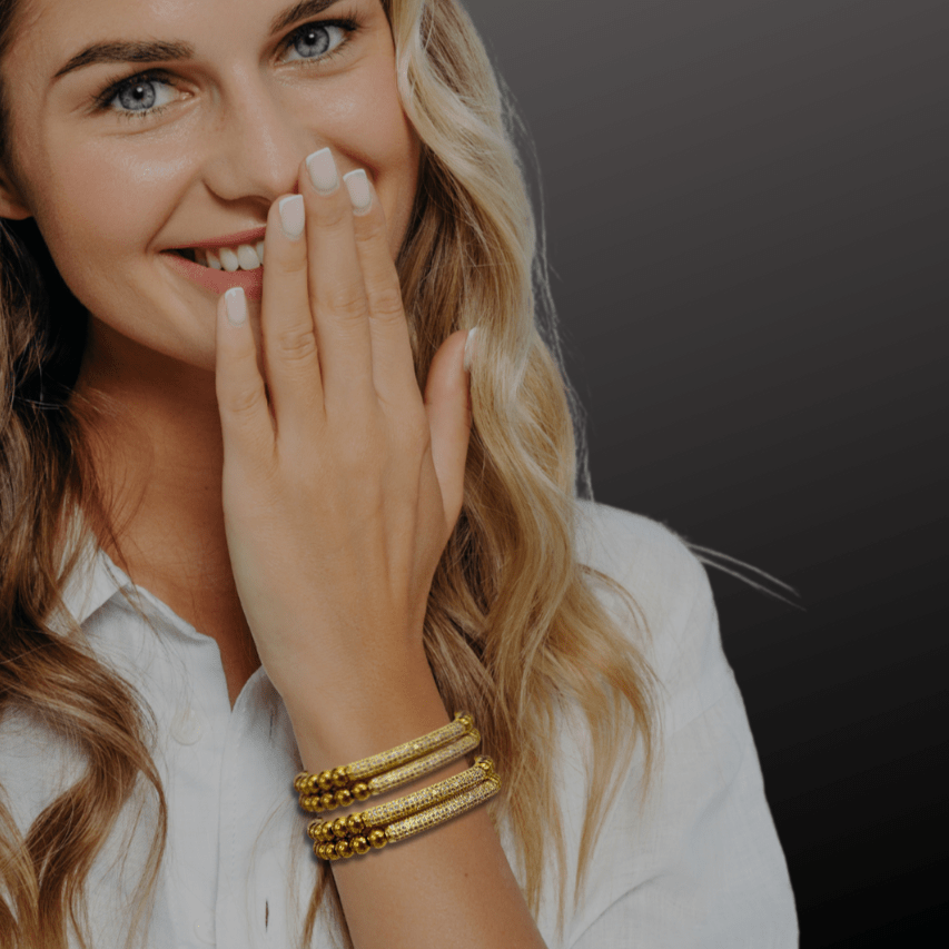 T. Randall Jewelry 18K Gold Plated Stretch Bracelet With Pave Focal - T. Randall Jewelry
