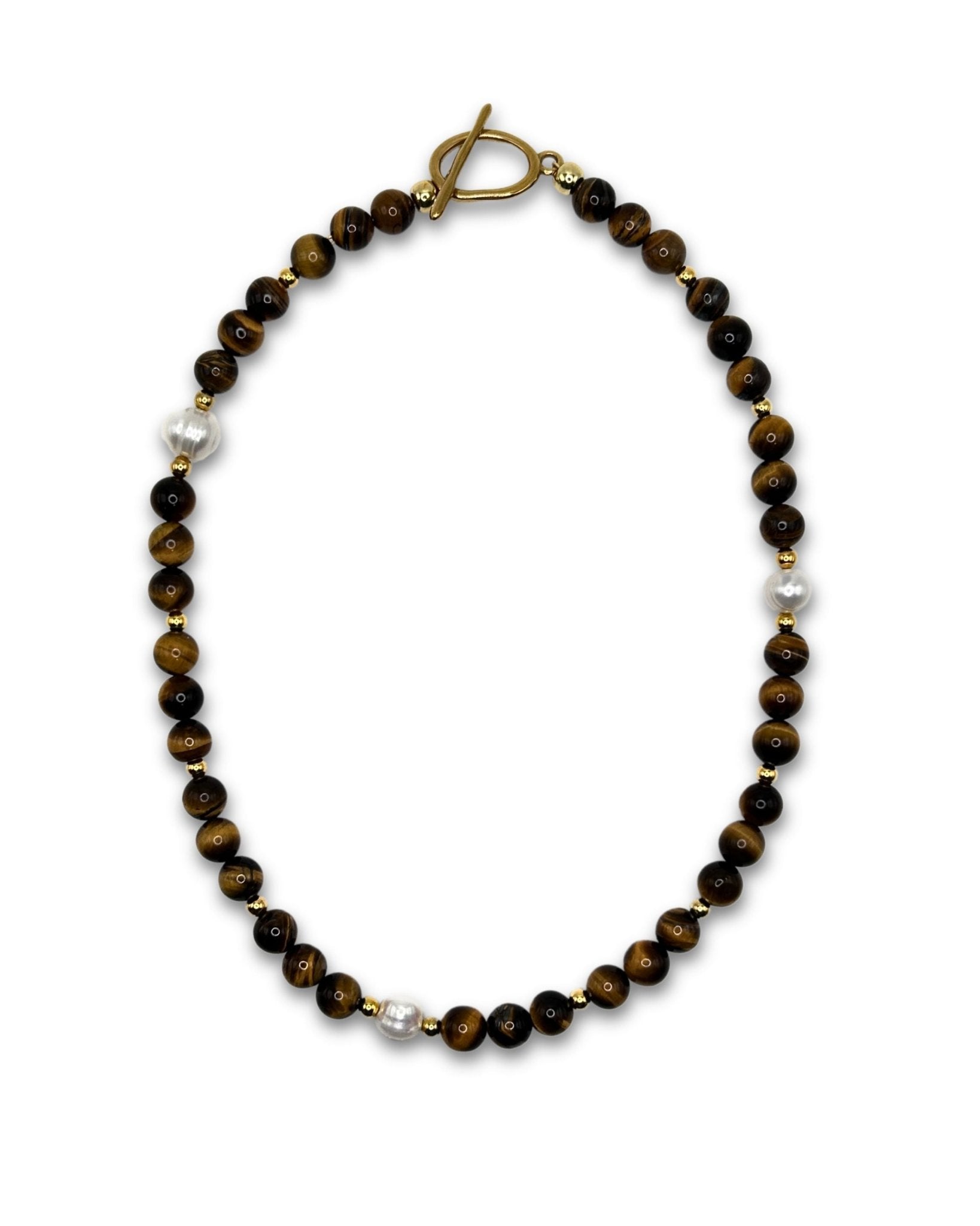 Tiger's Eye Pearl Beaded Toggle Necklace - T. Randall Jewelry