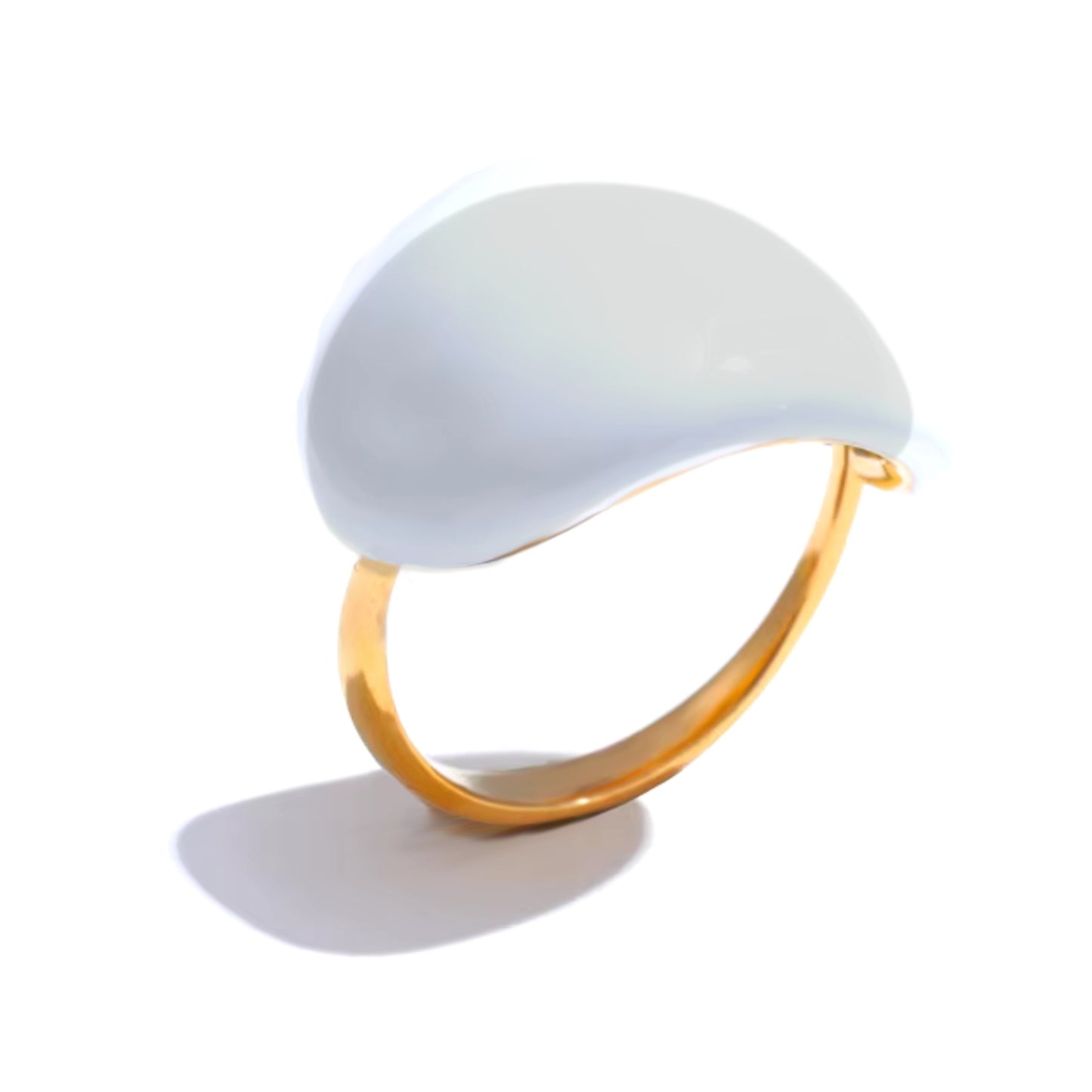 Enamel Ring in 18K Gold Plated Stainless Steel